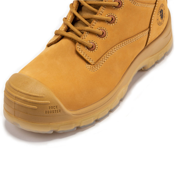 ROCKROOSTER Woodland Wheat 6 inch Composite Toe Zip-sided Leather Work Boots AK659 - Rock Rooster Footwear Inc