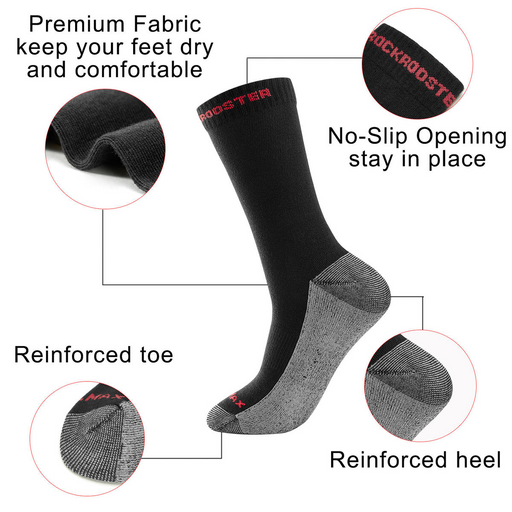 RockRooster CoolMax Men's Moisture Control Durable Work Crew Socks 3 Pairs - Rock Rooster Footwear Inc