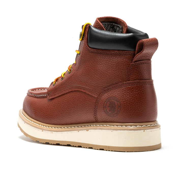 ROCKROOSTER Walker Men's 6 Inch Brown Soft Toe Wedge Work Boots SAP360 - Rock Rooster Footwear Inc