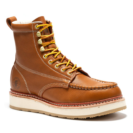 ROCKROOSTER Norwood Men's 6 inch Brown Soft Toe Wedge Work Boots SAP611 - Rock Rooster Footwear Inc