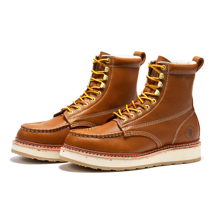 ROCKROOSTER Norwood Men's 6 inch Brown Soft Toe Wedge Work Boots SAP611 - Rock Rooster Footwear Inc