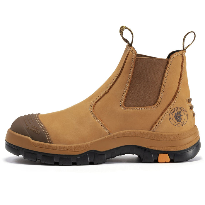 ROCKROOSTER Lumen Tan 6 inch Slip On Soft Toe Leather Work Boots AK222NT - Rock Rooster Footwear Inc