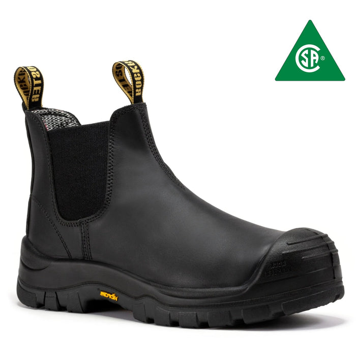 RockRooster Beaufort Men's Black 6 inch Composite Toe Pull-on Leather Work Boots VAK630 - Rock Rooster Footwear Inc