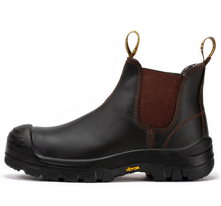 RockRooster Beaufort Men's Dark Brown 6 inch Composite Toe Pull-on Leather Work Boots VAK631 - Rock Rooster Footwear Inc
