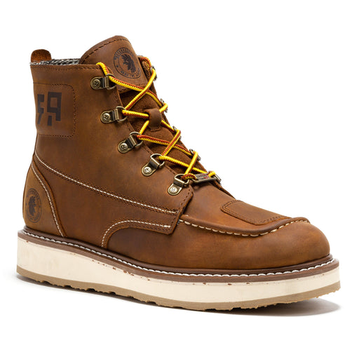 ROCKROOSTER Magnolia Men's 6 inch Brown Zip Sided Soft Toe Wedge Work Boots SAP309 - Rock Rooster Footwear Inc
