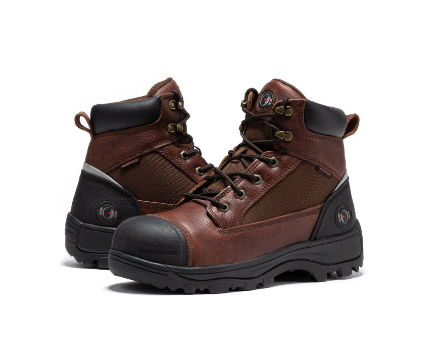 ROCKROOSTER Daviston 6 inch Brown Composite Toe Waterproof Work Boots AT872 - Rock Rooster Footwear Inc