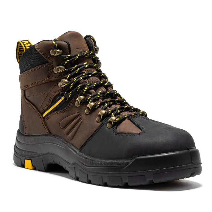 ROCKROOSTER Marfa Brown 6 inch Waterproof Composite Toe Leather Work Boots CP211 - Rock Rooster Footwear Inc