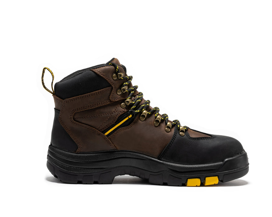 ROCKROOSTER Marfa Brown 6 inch Waterproof Composite Toe Leather Work Boots CP211 - Rock Rooster Footwear Inc