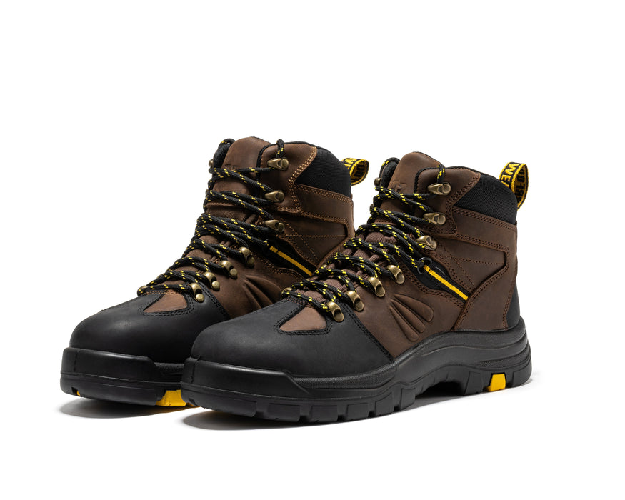ROCKROOSTER Marfa Brown 6 inch Waterproof Composite Toe Leather Work Boots CP211 - Rock Rooster Footwear Inc