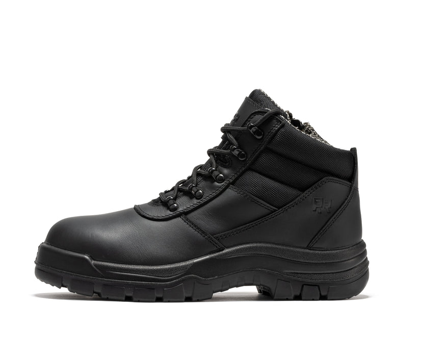 ROCKROOSTER Avalon Black 6 Inch Zip-sided Composite toe Leather Work Boots CP213BK - Rock Rooster Footwear Inc