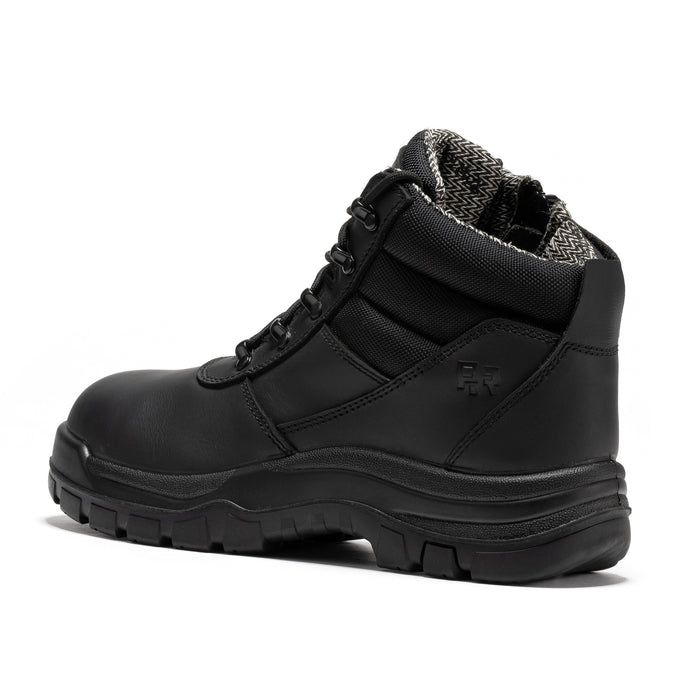 ROCKROOSTER Avalon Black 6 Inch Zip-sided Composite toe Leather Work Boots CP213BK - Rock Rooster Footwear Inc