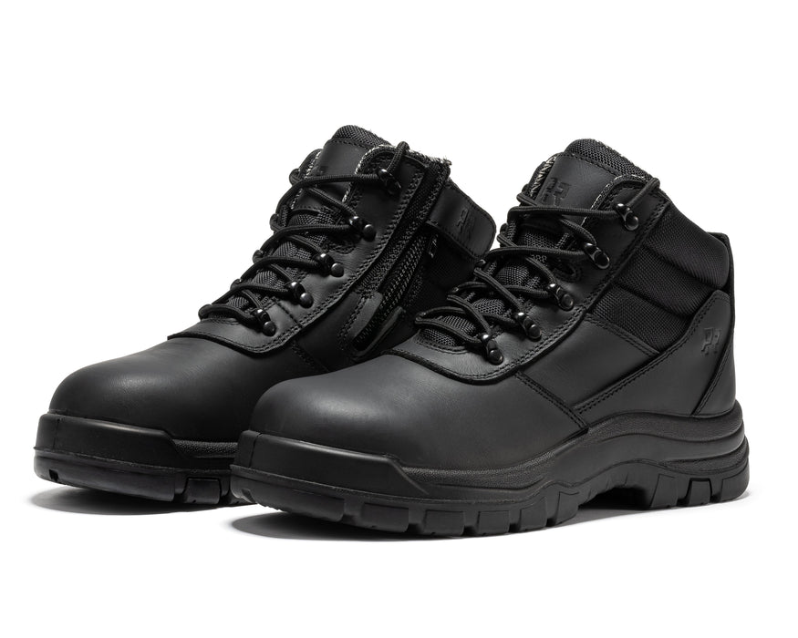 ROCKROOSTER Avalon Black 6 Inch Zip-sided Composite toe Leather Work Boots CP213BK - Rock Rooster Footwear Inc