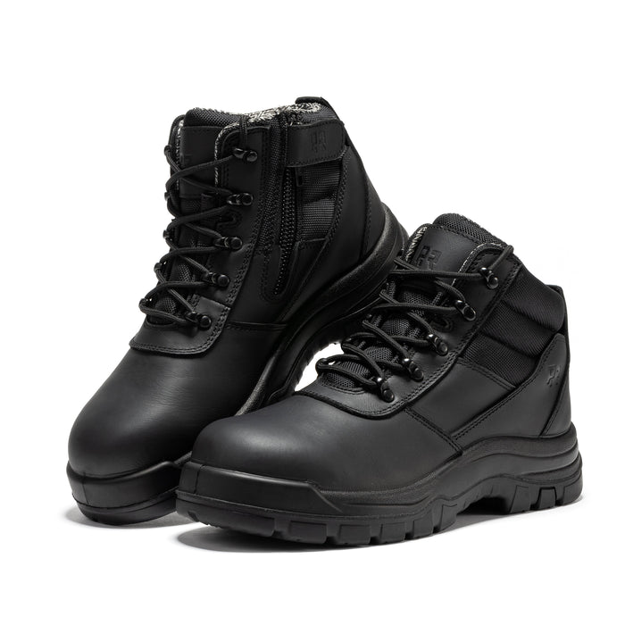 ROCKROOSTER Avalon Black 6 Inch Zip-sided Composite toe Leather Work Boots CP213BK - Rock Rooster Footwear Inc