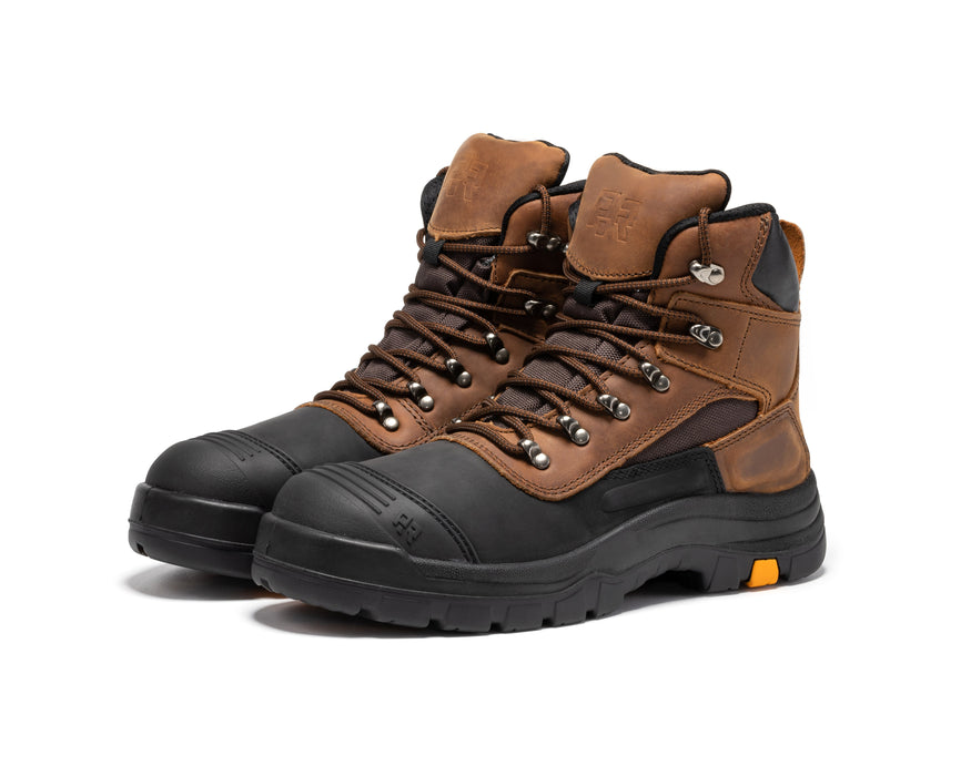 Rock Rooster Sedona waterproof steel toe leather work boots, 6-inch rugged shoes with durable construction and safety features.