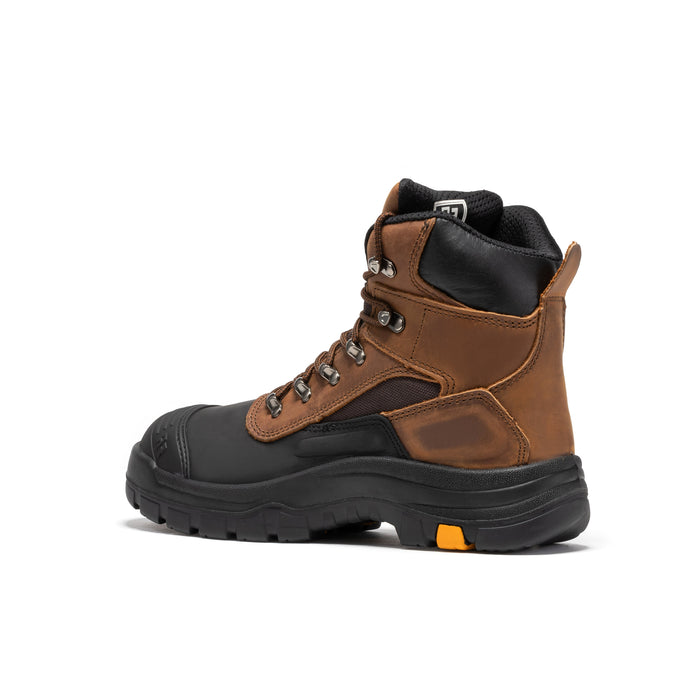 Rock Rooster Sedona waterproof steel toe leather work boots, 6-inch rugged shoes with sturdy construction and brown leather finish.