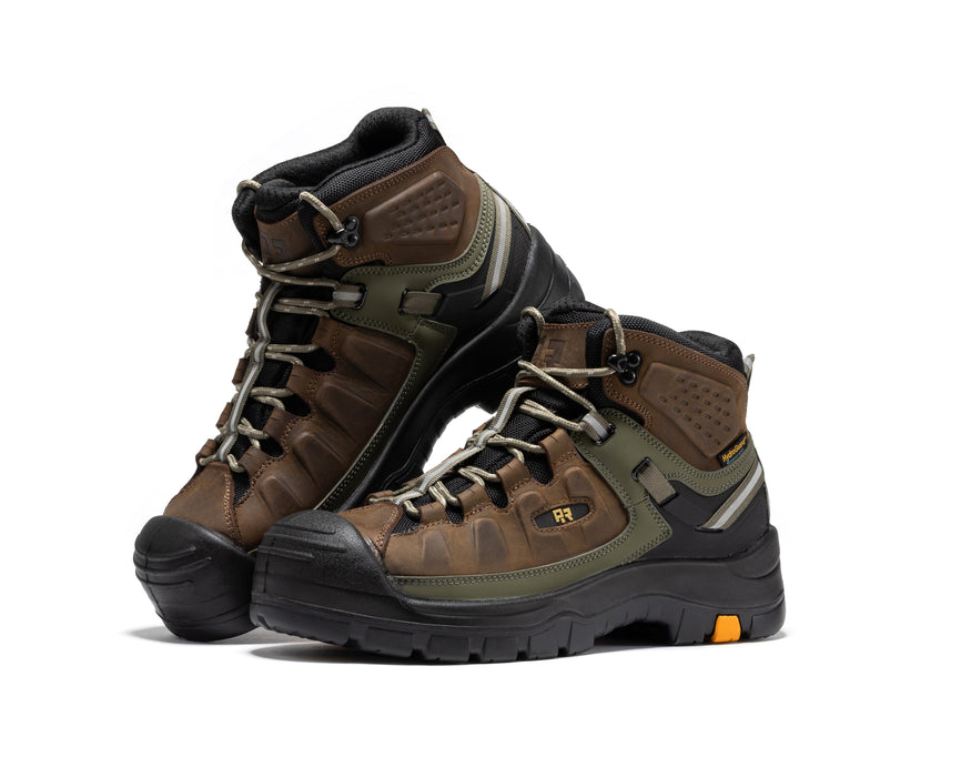 ROCKROOSTER Woodland Brown 6 inch Composite Toe Waterproof Leather Work Boots AK661 - Rock Rooster Footwear Inc