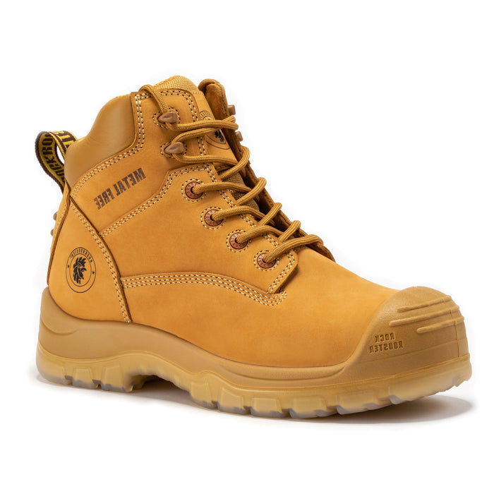 rockrooster Woodland Wheat 6 inch Composite Toe Zip-sided Leather Work Boots AK659 - Rock Rooster Footwear Inc