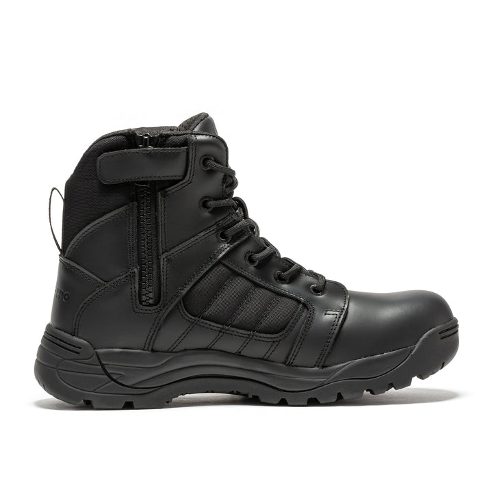 Botas Pro Black Men's 6 inch Side Zipper Rubber Sole Tactical Boots BMP111BK - Rock Rooster Footwear Inc
