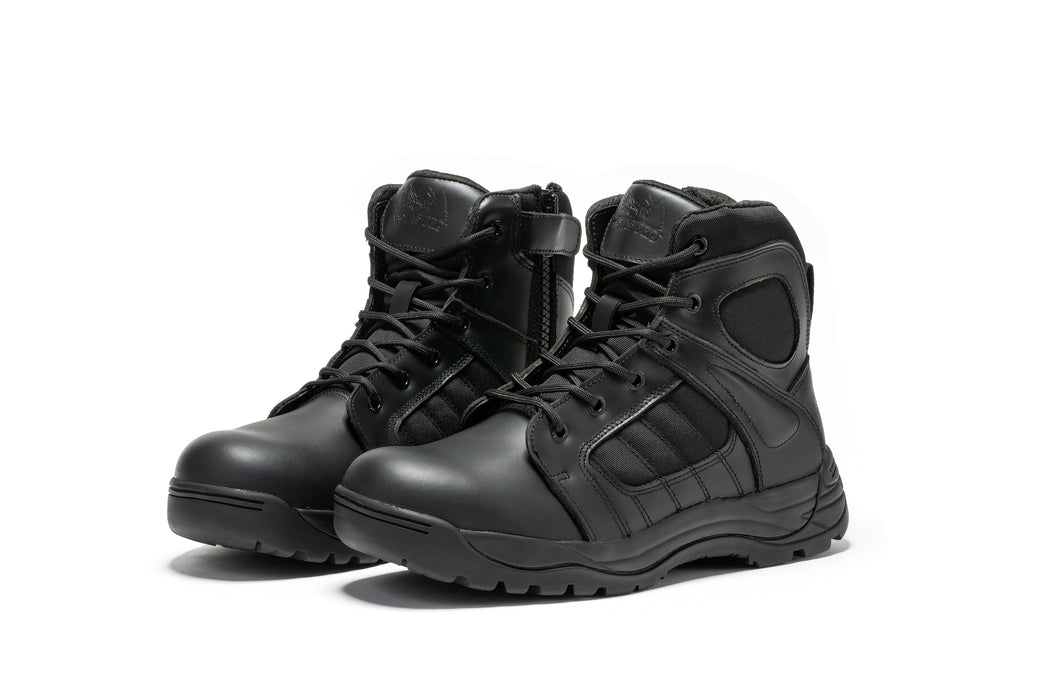 Botas Pro Black Men's 6 inch Side Zipper Rubber Sole Tactical Boots BMP111BK - Rock Rooster Footwear Inc
