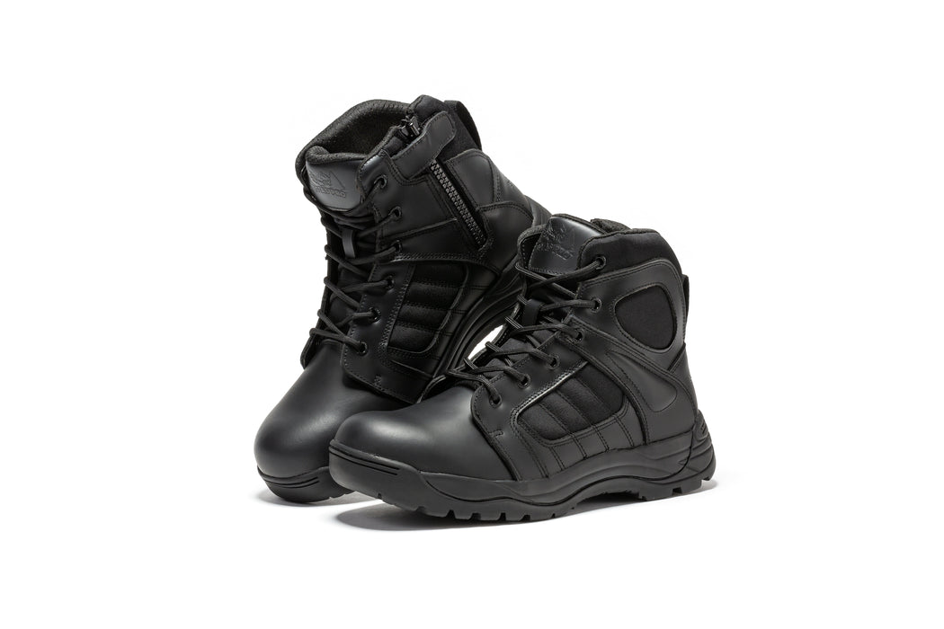 Botas Pro Black Men's 6 inch Side Zipper Rubber Sole Tactical Boots BMP111BK - Rock Rooster Footwear Inc