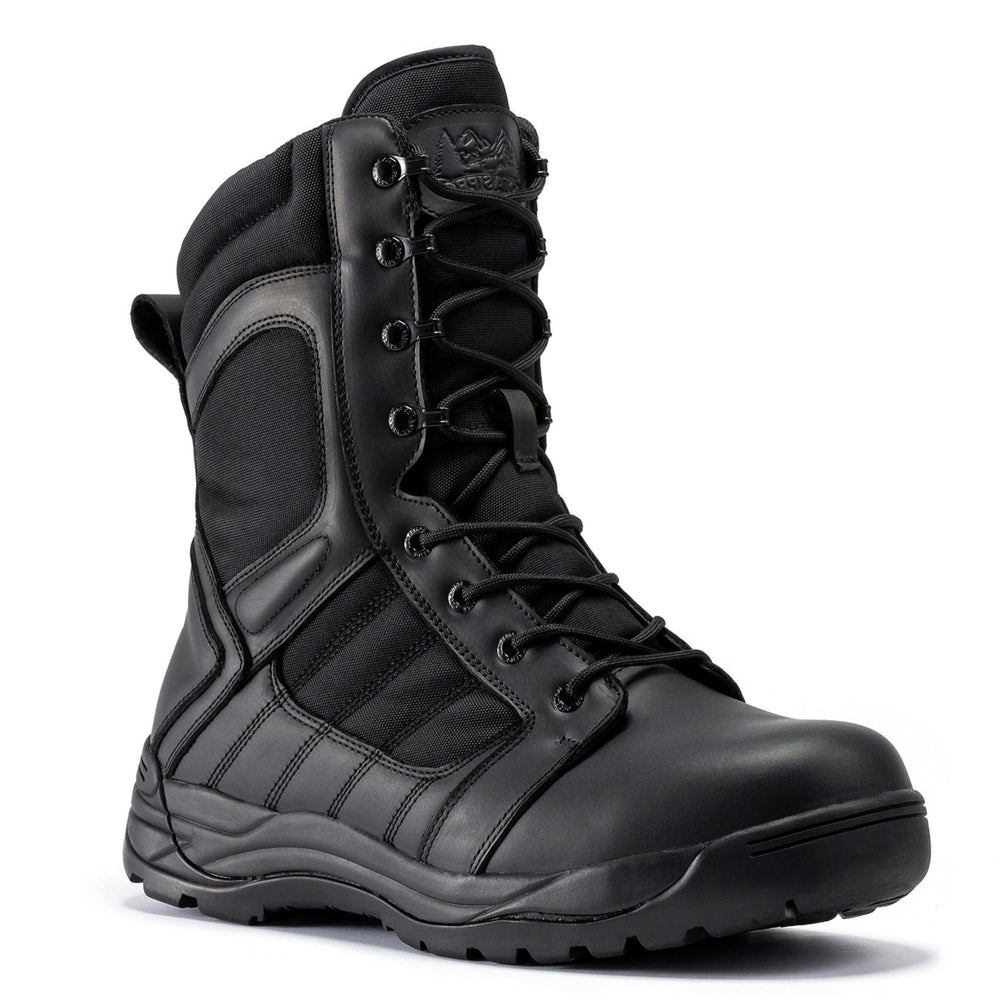 Botas Pro Black Men's 8 inch Side Zipper Rubber Sole Tactical Boots BMP110BK - Rock Rooster Footwear Inc