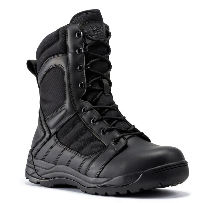 Botas Pro Black Men's 8 inch Side Zipper Rubber Sole Tactical Boots BMP110BK - Rock Rooster Footwear Inc