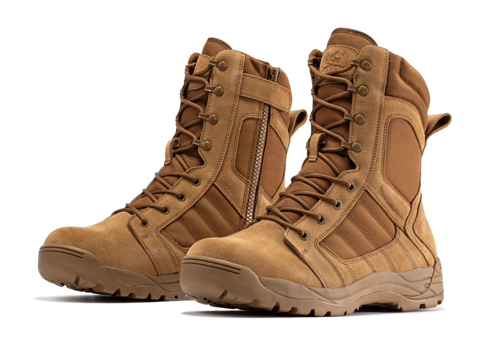 Botas Pro Coyote Men's 8 inch Side Zipper Rubber Sole Tactical Boots BMP110CT - Rock Rooster Footwear Inc