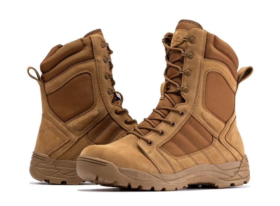 Botas Pro Coyote Men's 8 inch Side Zipper Rubber Sole Tactical Boots BMP110CT - Rock Rooster Footwear Inc