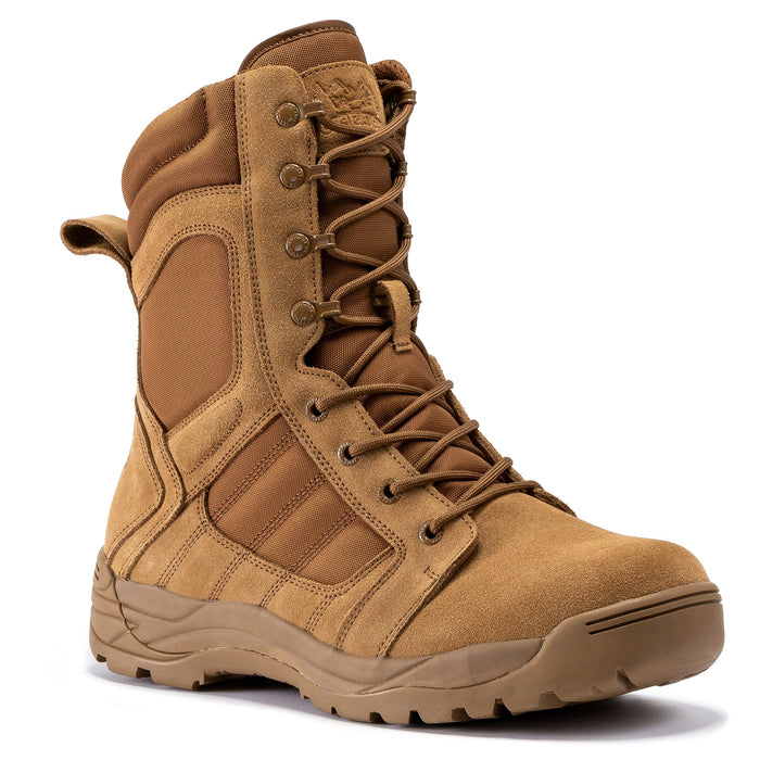 Botas Pro Coyote Men's 8 inch Side Zipper Rubber Sole Tactical Boots BMP110CT - Rock Rooster Footwear Inc