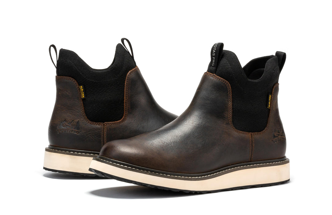Botas Pro Dark Brown Men's 6 inch Wedge Chelsea Pull-On Boots VBP503 - Rock Rooster Footwear Inc