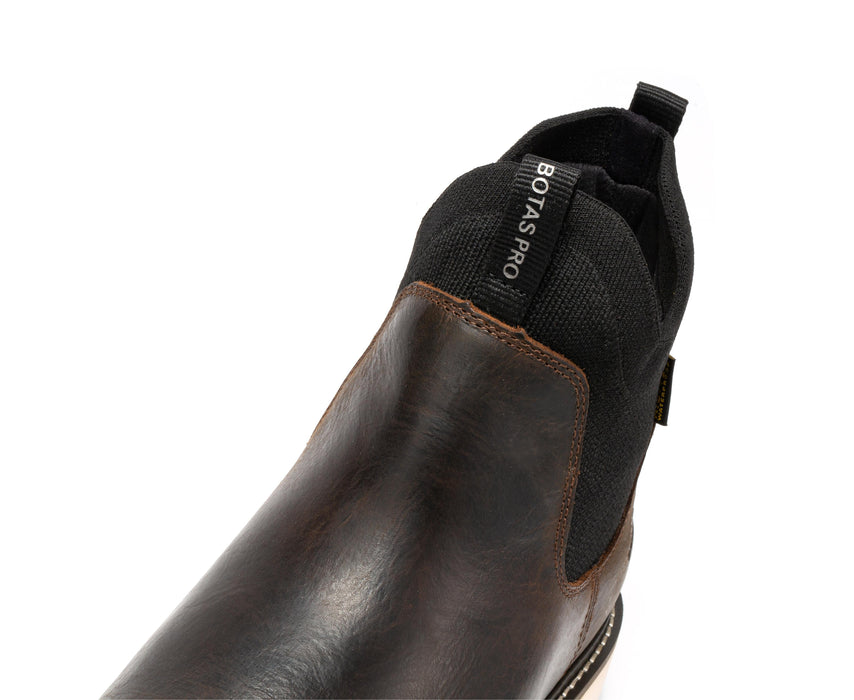 Botas Pro Dark Brown Men's 6 inch Wedge Chelsea Pull-On Boots VBP503 - Rock Rooster Footwear Inc