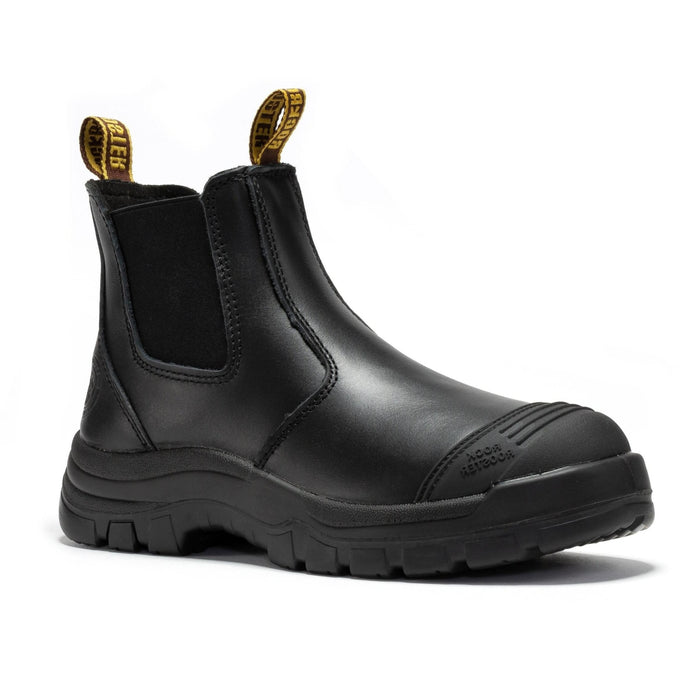ROCKROOSTER Bakken Black 6 inch Pull on Leather Work Boots AK227 - Rock Rooster Footwear Inc