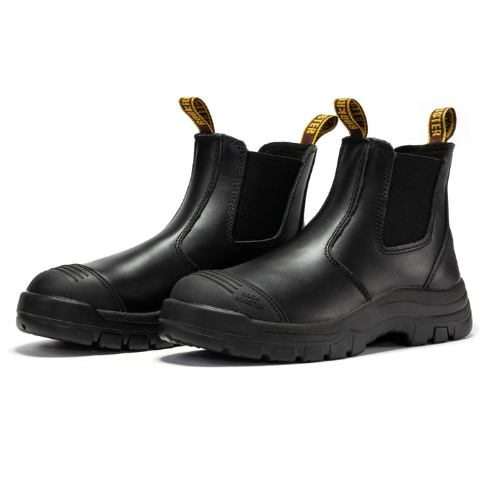 ROCKROOSTER Bakken Black 6 inch Pull on Leather Work Boots AK227 - Rock Rooster Footwear Inc