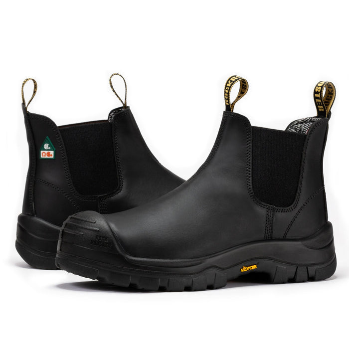 ROCKROOSTER Beaufort Men's Black 6 inch Composite Toe Pull-on Leather Work Boots VAK630 - Rock Rooster Footwear Inc