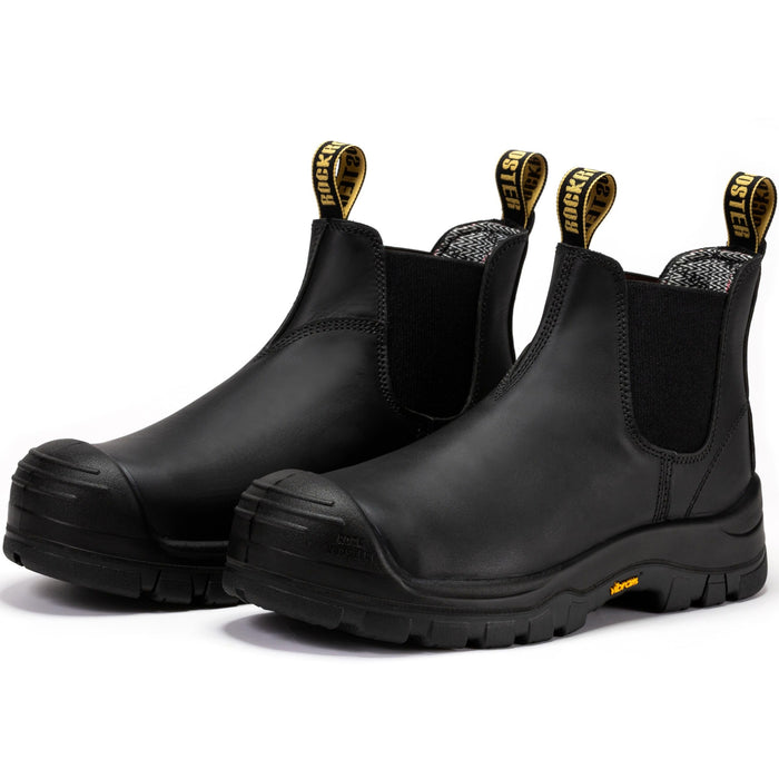 ROCKROOSTER Beaufort Men's Black 6 inch Composite Toe Pull-on Leather Work Boots VAK630 - Rock Rooster Footwear Inc