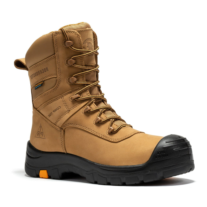 rockrooster Beaufort Men's Brown 8 inch Waterproof Composite Toe Work Boots AK831 - Rock Rooster Footwear Inc