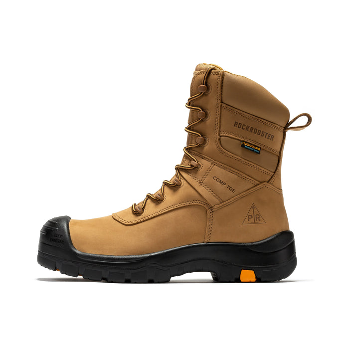 rockrooster Beaufort Men's Brown 8 inch Waterproof Composite Toe Work Boots AK831 - Rock Rooster Footwear Inc