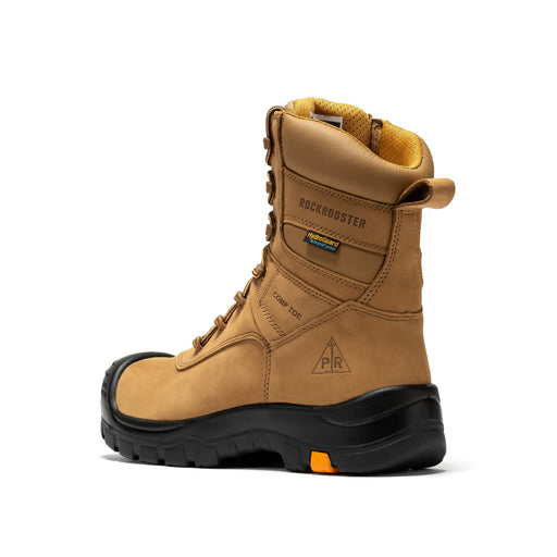 rockrooster Beaufort Men's Brown 8 inch Waterproof Composite Toe Work Boots AK831 - Rock Rooster Footwear Inc