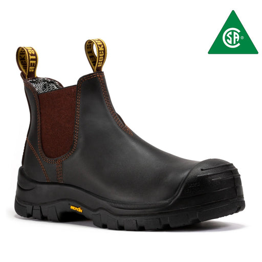 RockRooster Beaufort Men's Dark Brown 6 inch Composite Toe Pull-on Leather Work Boots VAK631 - Rock Rooster Footwear Inc
