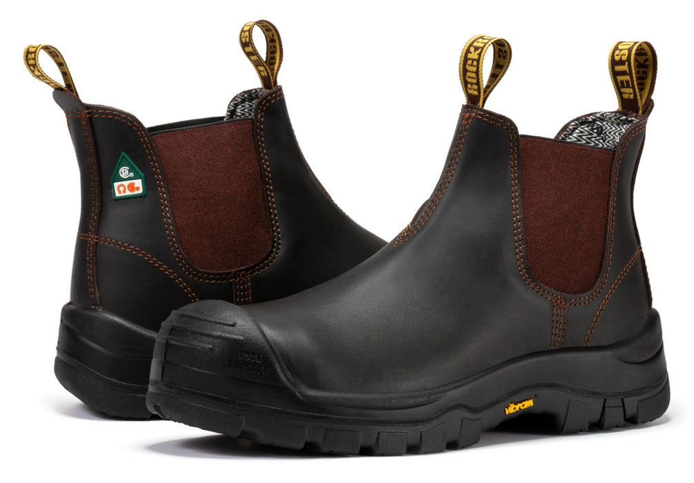 RockRooster Beaufort Men's Dark Brown 6 inch Composite Toe Pull-on Leather Work Boots VAK631 - Rock Rooster Footwear Inc