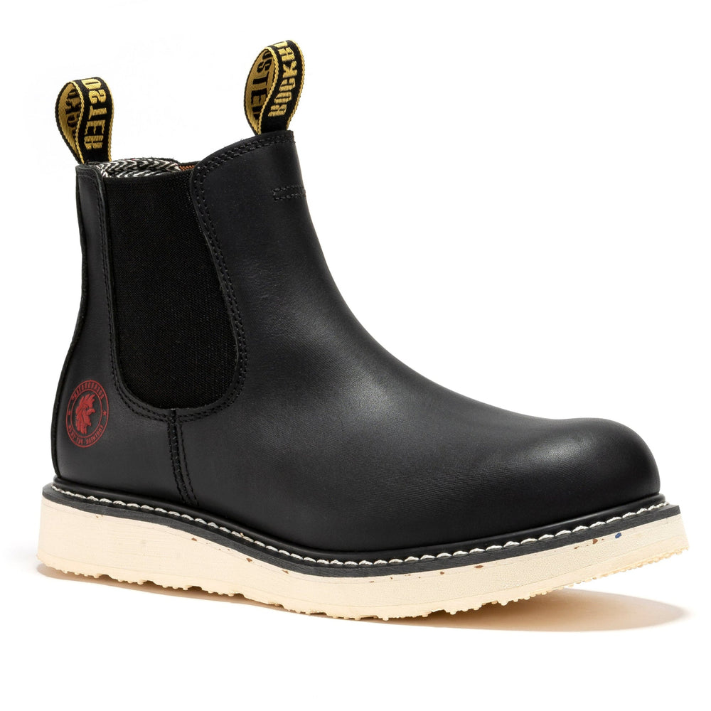 ROCKROOSTER Capitola Men's 6 inch Black Steel Toe Wedge Work Boots SAP101 - Rock Rooster Footwear Inc
