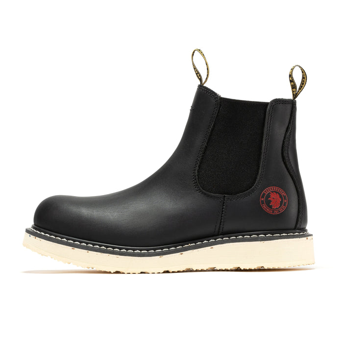 ROCKROOSTER Capitola Men's 6 inch Black Steel Toe Wedge Work Boots SAP101 - Rock Rooster Footwear Inc