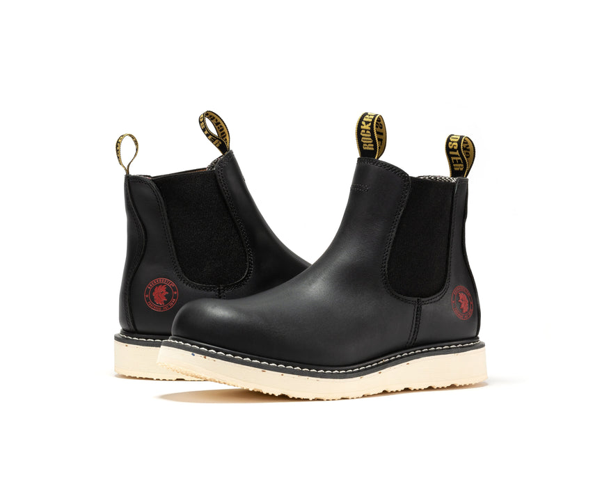 ROCKROOSTER Capitola Men's 6 inch Black Steel Toe Wedge Work Boots SAP101 - Rock Rooster Footwear Inc