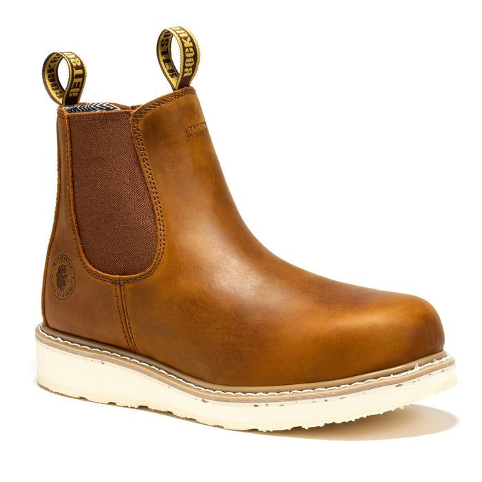 ROCKROOSTER Capitola Men's 6 inch Brown Wedge Work Boots SAP102 - Rock Rooster Footwear Inc