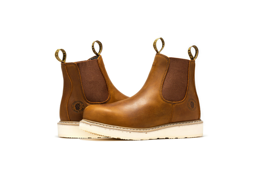 ROCKROOSTER Capitola Men's 6 inch Brown Wedge Work Boots SAP102 - Rock Rooster Footwear Inc