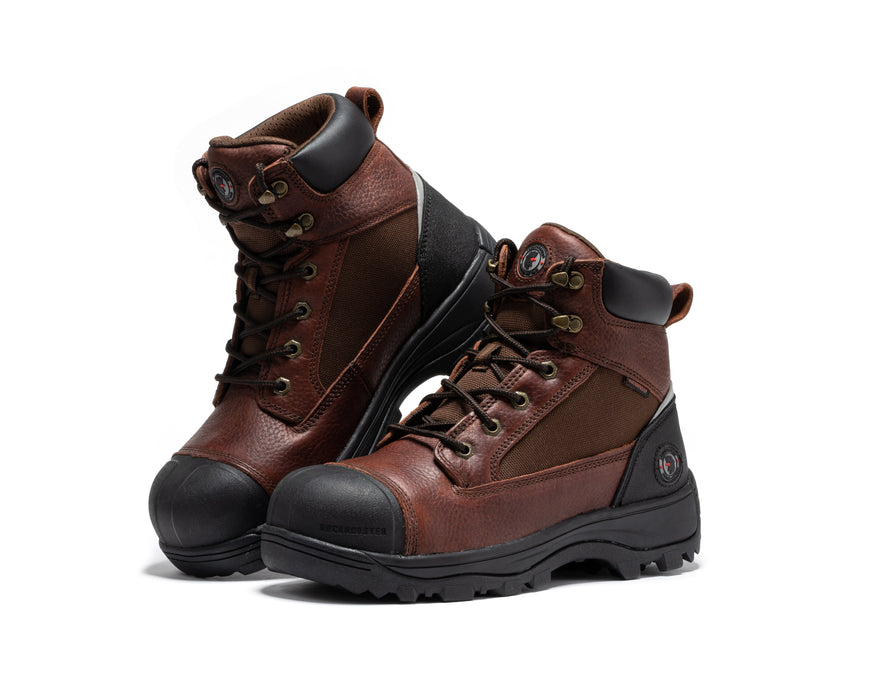 ROCKROOSTER Daviston 6 inch Brown Composite Toe Waterproof Work Boots AT872 - Rock Rooster Footwear Inc