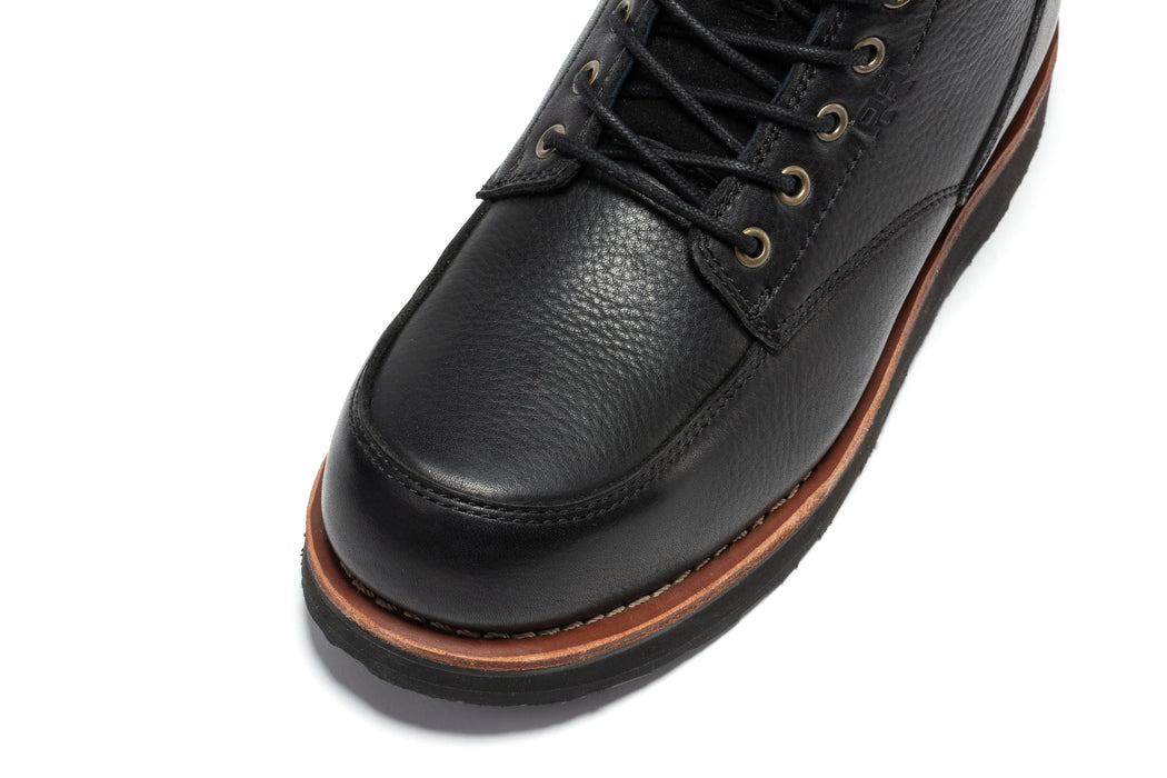 ROCKROOSTER Edgewood Men's 6 Inch Black Steel Toe Wedge Work Boots SAP