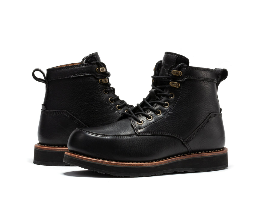 ROCKROOSTER Edgewood Men's 6 Inch Black Steel Toe Wedge Work Boots SAP610BK - Rock Rooster Footwear Inc