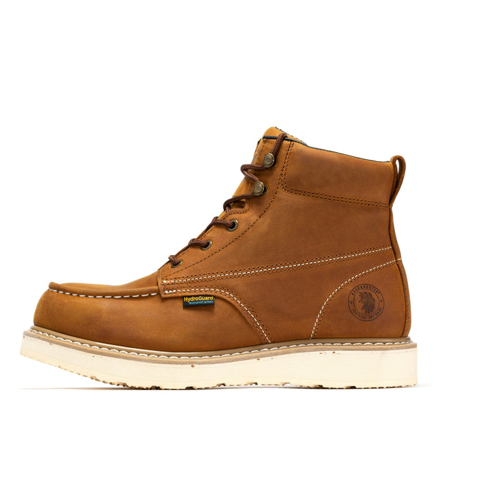 ROCKROOSTER Edgewood Men's 6 inch Brown steel toe waterproof wedge work boots SAP858 - Rock Rooster Footwear Inc