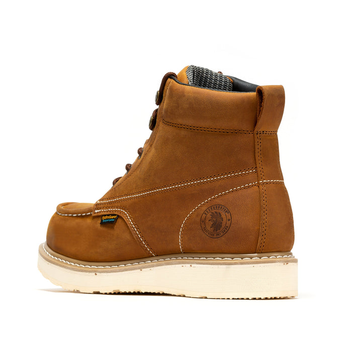 ROCKROOSTER Edgewood Men's 6 inch Brown steel toe waterproof wedge work boots SAP858 - Rock Rooster Footwear Inc